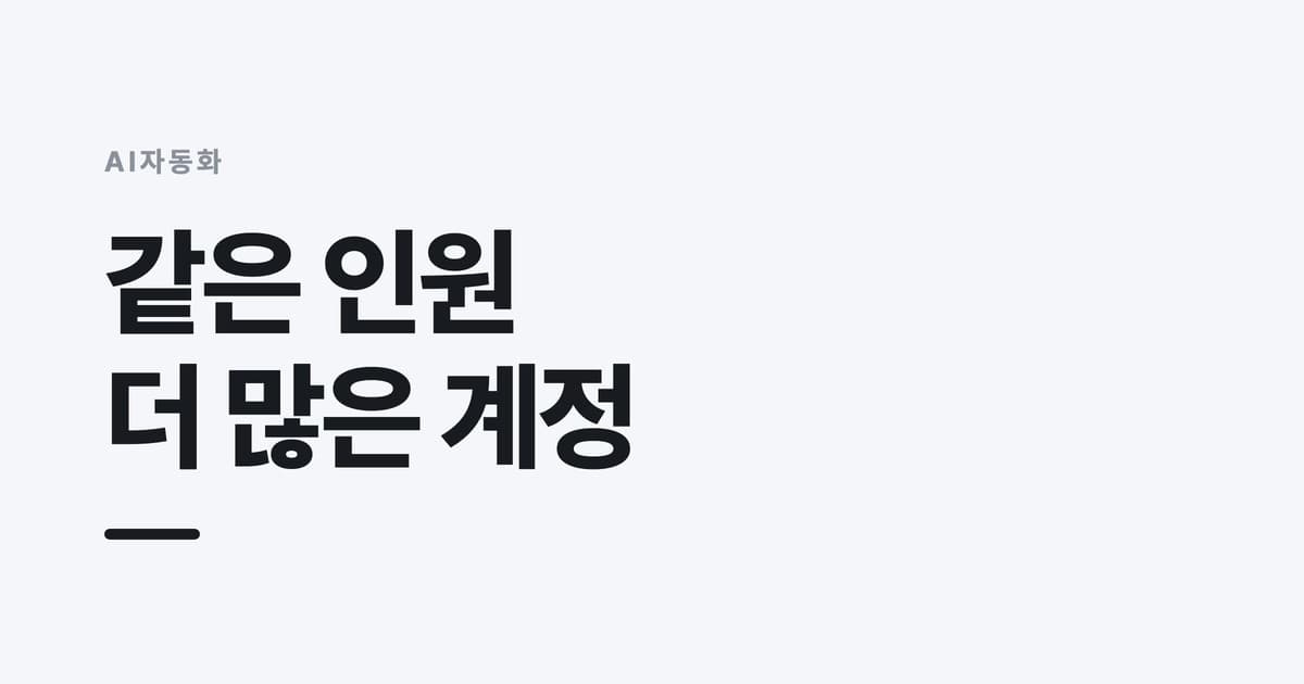 AI자동화 개념을 요약한 썸네일 — 같은 인원 더 많은 계정