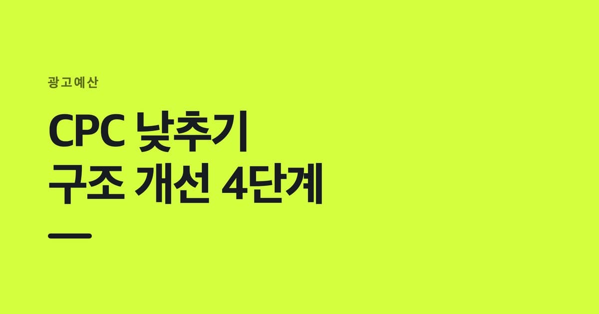 광고예산 개념을 요약한 썸네일 — CPC 낮추기 구조 개선 4단계
