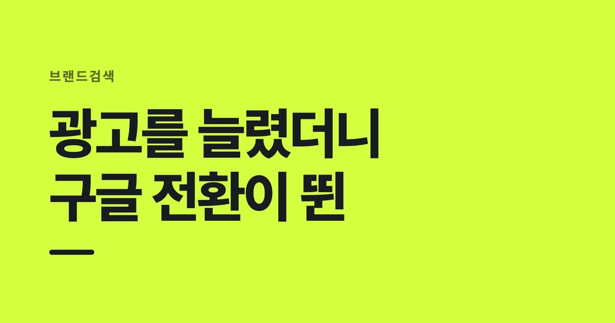 브랜드검색 — 광고를 늘렸더니, 구글 전환이 뛴