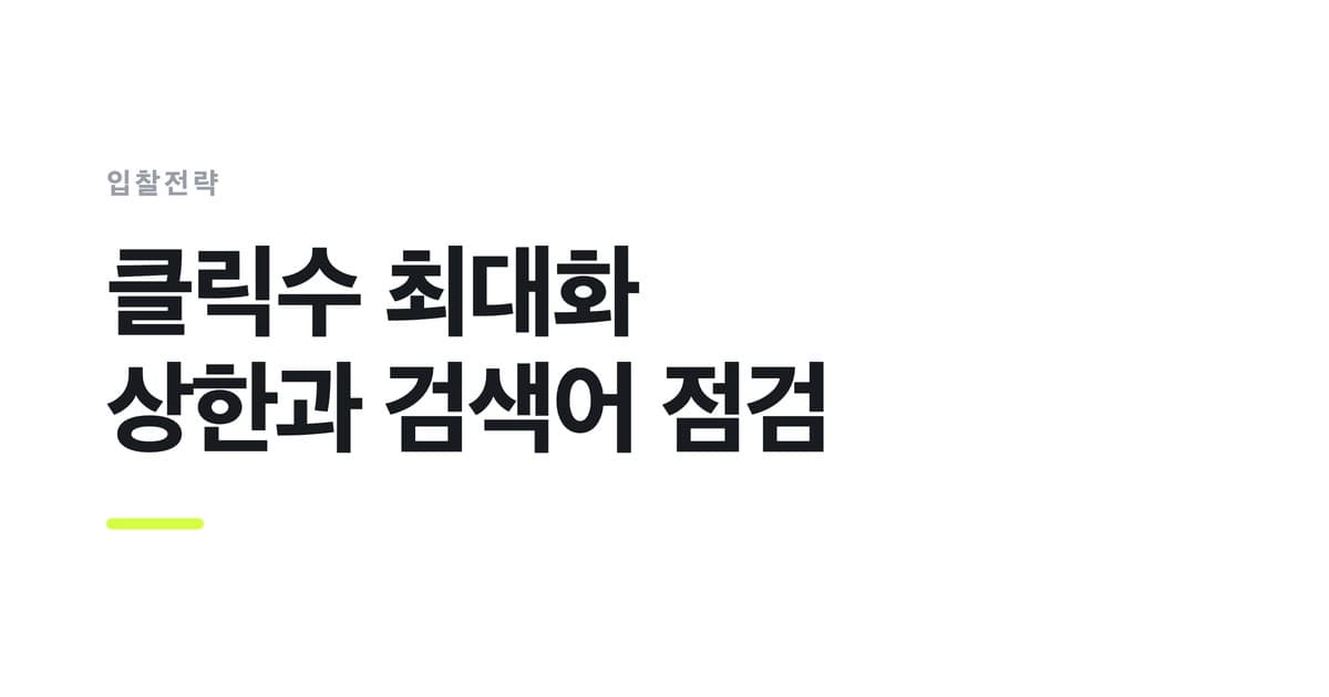 입찰전략 — 클릭수 최대화, 상한과 검색어 점검