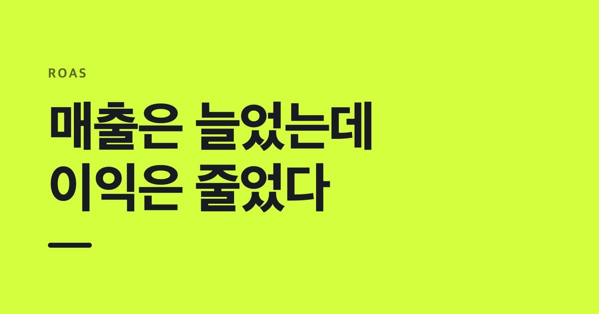 ROAS — 매출은 늘었는데, 이익은 줄었다